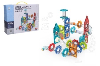 Kuličková dráha magnetická plast 74ks s doplňky v krabici 31x25x8cm