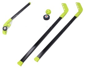 Hokejka pozemní 2ks plast 83cm + florbalový míček +plastový puk v síťce