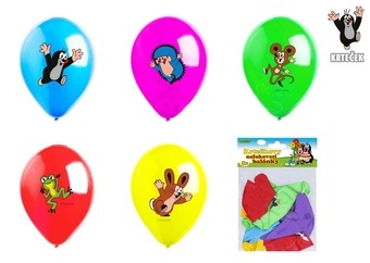 Balonek/Balonky nafukovací Krtek + kamarádi 12" průměr 30 cm 5ks v sáčku 13,5x18cm karneval