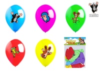 Balonek/Balonky nafukovací Krtek + kamarádi 12" průměr 30 cm 5ks v sáčku 13,5x18cm karneval