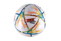 Míč fotbalový barevný nafouknutý šitý kůže 23cm vel. 5 v sáčku