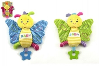 Motýl chrastítko plyš 28cm asst 3 barvy na kartě 0m+