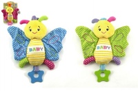 Motýl chrastítko plyš 28cm asst 3 barvy na kartě 0m+