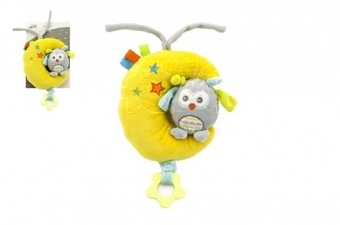 Měsíček se sovou chrastítko hrající nad postýlku 22cm plyš na kartě v sáčku 0+