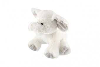 Slon sedící plyš 20cm bílý v sáčku 0+