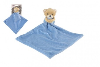 Medvěd/Medvídek usínáček plyš  22x22cm modrý na kartě v sáčku 0+
