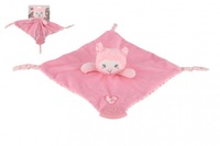Lama usínáček kousátko chrastítko plyš  25x25cm růžové na kartě v sáčku 0+
