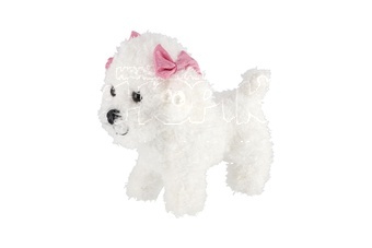 Pes/Pejsek stojící s mašlemi plyš 21cm bílý v sáčku 0+