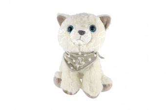Kočka/Kočička sedící se šátkem plyš 22cm v sáčku 0+