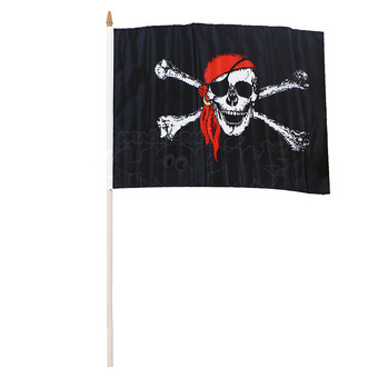 Vlajka pirátská 47x30cm s tyčkou 62cm