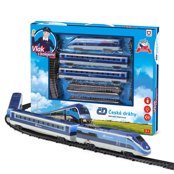 Vlak Pendolíno České dráhy s kolejemi 23ks se zvukem a světlem