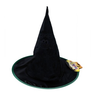 Klobouk čarodějnický černý se zeleným lemem dětský