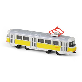 Tramvaj Tatra T3 česká kovová 16cm žlutá retro