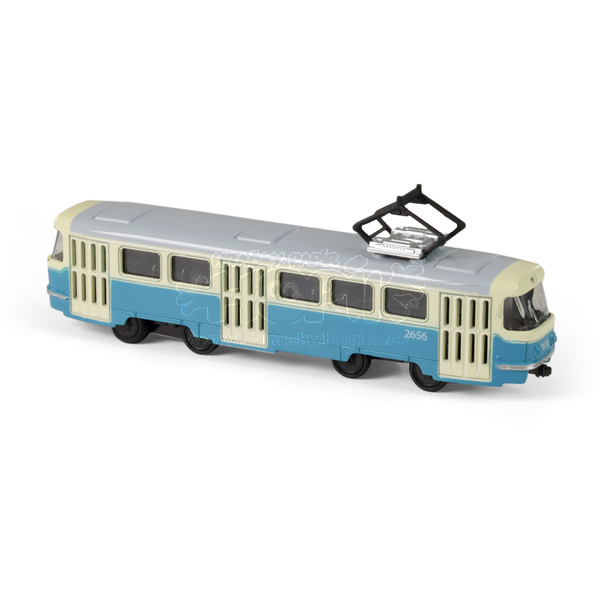 Tramvaj Tatra T3 česká kovová 16cm modrá retro