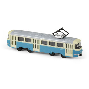 Tramvaj Tatra T3 česká kovová 16cm modrá retro