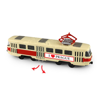 Tramvaj kovová červená 16 cm PRAGUE