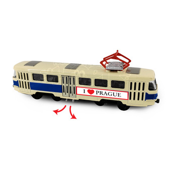 Tramvaj kovová modrá 16 cm PRAGUE