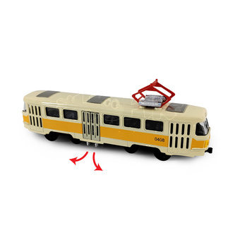 Tramvaj kovová žlutá 16 cm-otevírací dveře