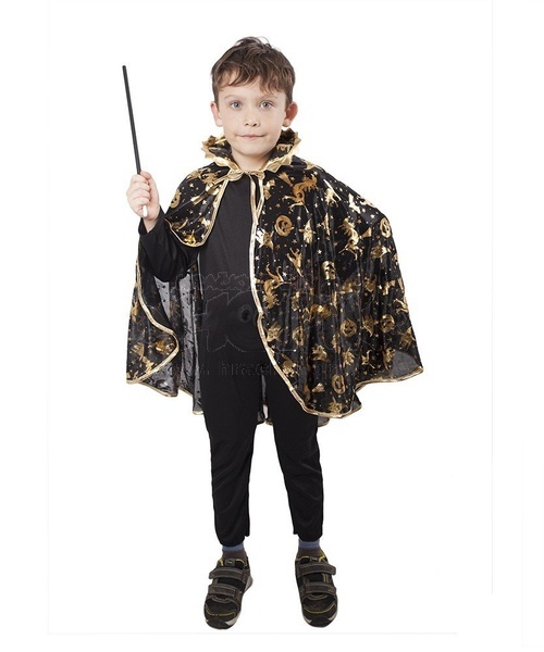 Dětský čarodějnický plášť černý s potiskem