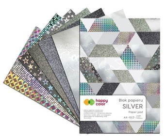 Blok dekoračních papírů Silver A4 10ls 150-230g/m2 Happy Color