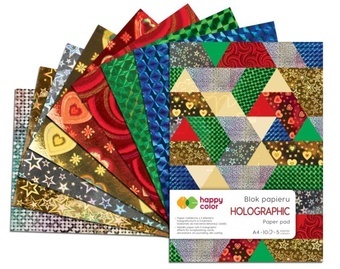 Blok dekoračních papírů Holographic A4 10ls 70g/ m2 5 motivů Happy Color
