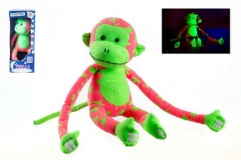 Opice svítící ve tmě růžovo-zelená 45 cm