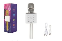 Mikrofon karaoke stříbrný 25cm na baterie s USB kabelem