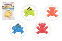 Chrastítko Kruh Medvěd/Zajíc plast různé barvy 12,5cm
