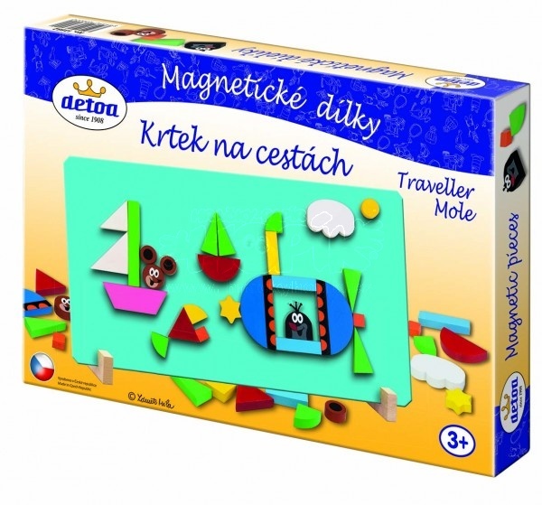 Detoa Magnetické dílky puzzle Krtek na cestách dřevo