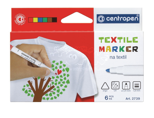 Centropen Fixy na textil 2739 6 barev