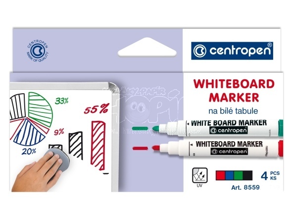 Centropen Fixy 8559 sada 4ks 2,5mm na stíratelné bílé tabule