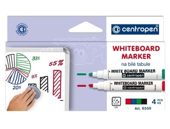 Centropen Fixy 8559 sada 4ks 2,5mm na stíratelné bílé tabule