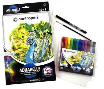 Centropen Aquarelle set Sada akvarelových popisovačů 14 +5