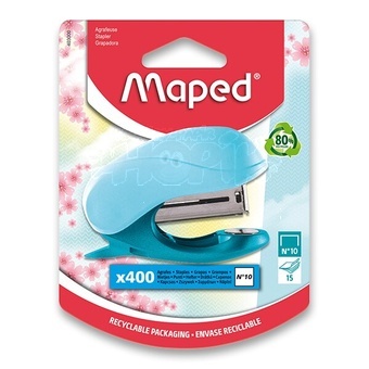 Sešívačka Maped Vivo Pastel No.10 a sponky na blistru