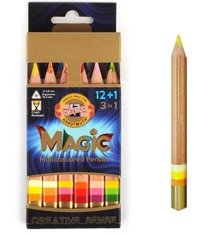 Koh-I-Noor Pastelky trojhranné duhové Magic 12+1 krátké 3404