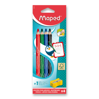 Pastelka mazací na tabuli 4ks MAPED Dry-erasable strouhátko