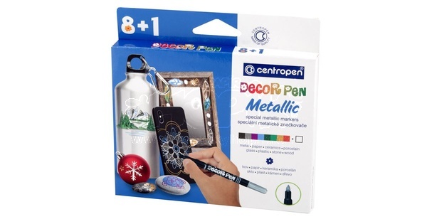 Centropen Metalické Fixy 2738 Popisovače Decor Pen Metallic 8+1