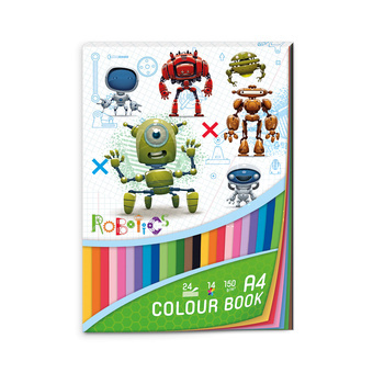 Argus Blok tvrdých barevných papírů 24ks Roboti A4