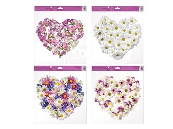 Okenní fólie 6865 srdce z květů 30x33,5 cm