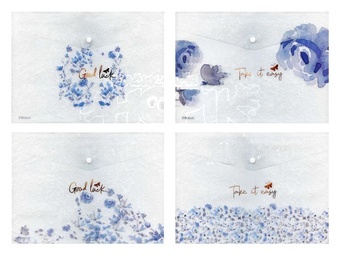 MFP Plastová obálka složka s drukem Lux modré květy A4