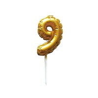 Dortová svíčka BALÓNEK "9" 3,7X5,9CM  268659 ZLATÁ