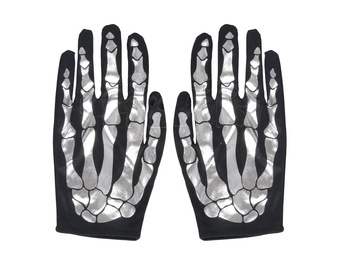 Rukavice kostra 22cm stříbrné