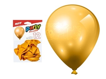 Balónek nafukovací 12ks sáček metal 26cm zlatý