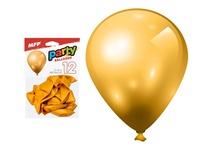 Balónek nafukovací 12ks sáček metal 26cm zlatý