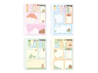 Bloček samolepicí capybara se spirálou set 105x145mm 30l+ 50x50mm+35x50mm+87x46mm 20l