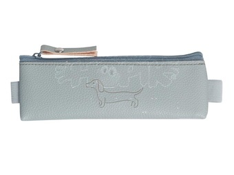 Penál etue mini s gumou na diář  Sausage Dog light gray 20x4cm