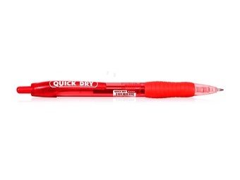 Gelové pero kus QUICK DRY - red, červená