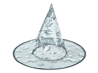 Klobouk Čarodějnice černostříbrný 39x32cm