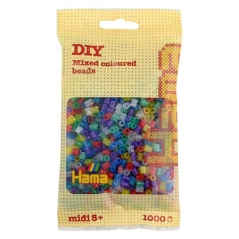 Hama® Zažehlovací korálky MIDI průhledné s glitrem mix barev 1000ks H207-54