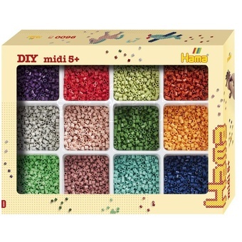 Hama® Zažehlovací korálky MIDI se zásobníkem 9600 ks v boxu 12 barev